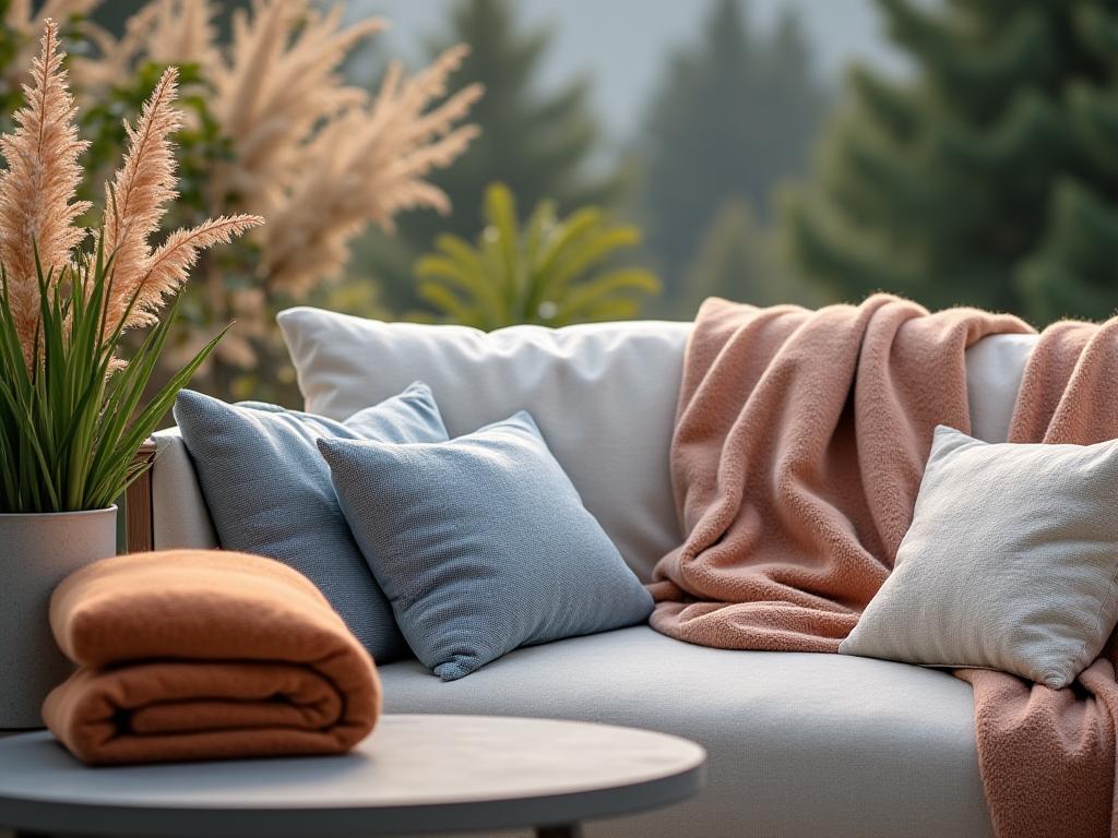 Garden throw blankets on alpine outdoor seating made with premium cotton