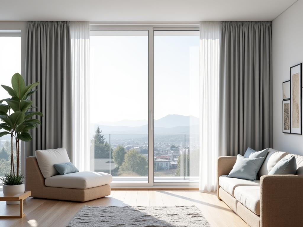 Modern Zurich apartment with custom curtains and minimalist alpine decor